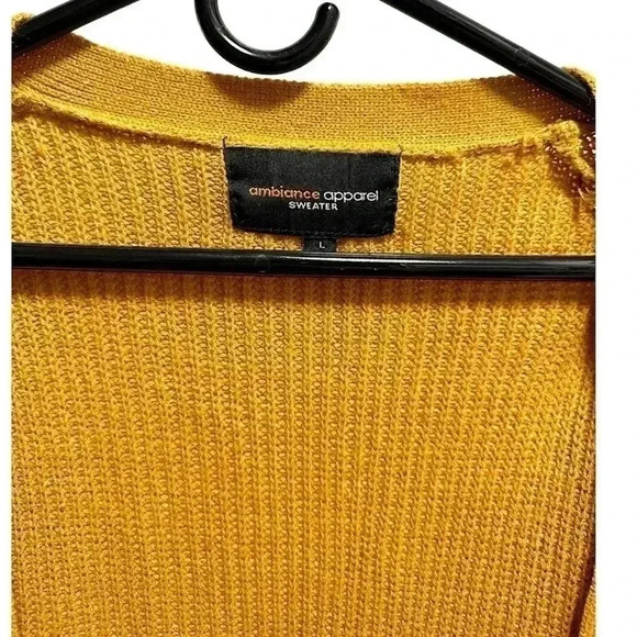 Ambiance apparel mustard yellow gold cardigan - Picture 3 of 3